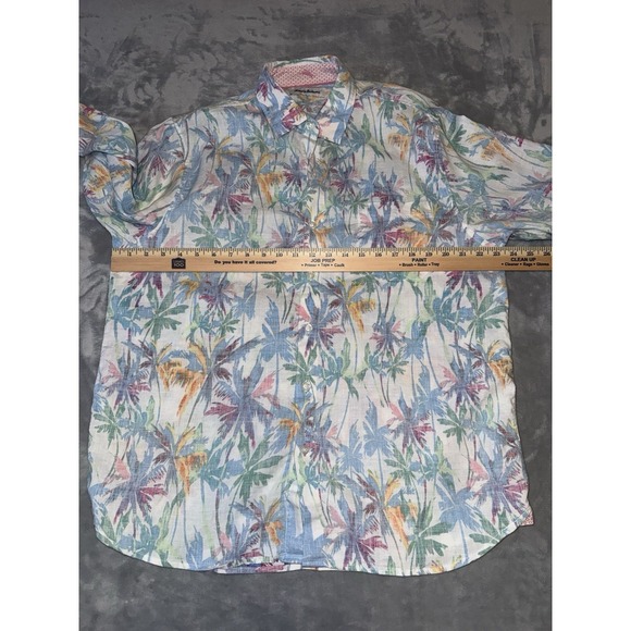 Tommy Bahama Mens LG All Over Floral Hawaiian Button Up LS Linen Blend Resort - Picture 8 of 10